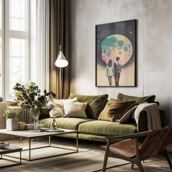 Tablou înramat „Lunar Lovers' Journey” de Treechild