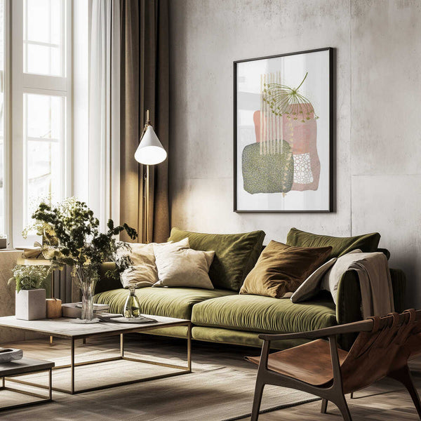 Tablou înramat „Delicate Pink and Green-3” de Sally Ann Moss