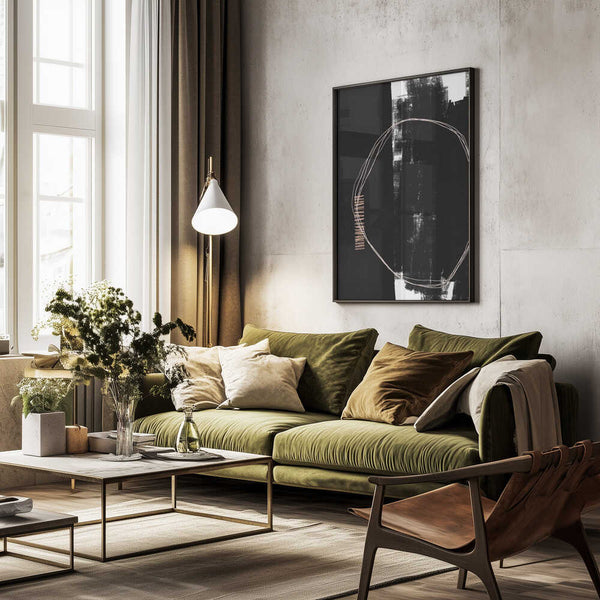 Tablou înramat „Abstract Black And White Artwork” de uplusmestudio