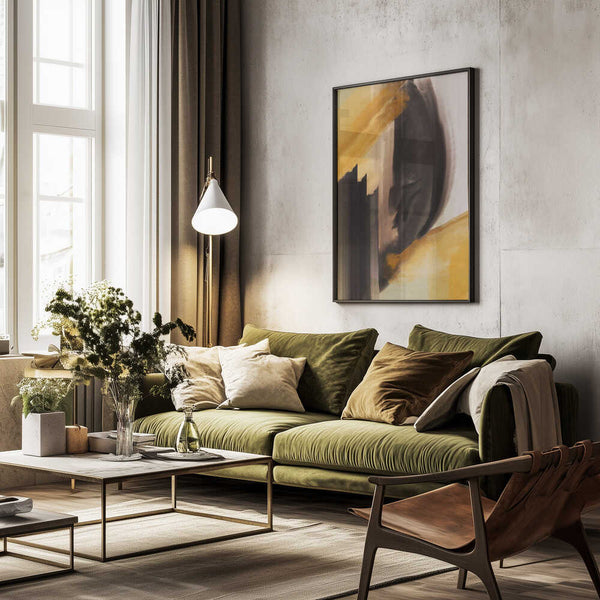 Tablou înramat „Dynamic Brushstrokes In Earthy Tones Of Black” de Little Dean