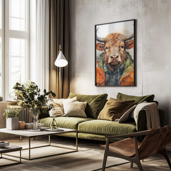 Tablou înramat „Buffalo Watercolor Animal Art (3)” de Justyna Jaszke