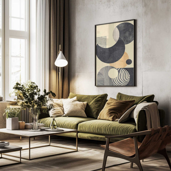 Tablou înramat „Geometric Art with Circles and Patterns” de Melloi Art Prints