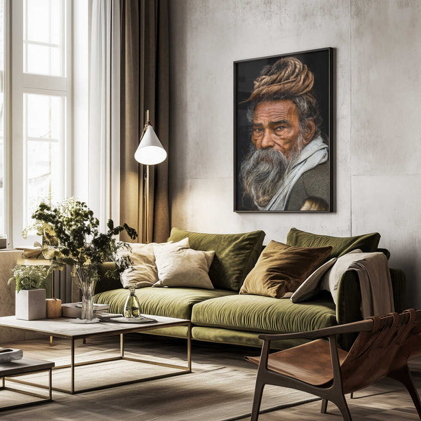 Tablou înramat „Portrait of a Sadhu...” de Rakesh J.V