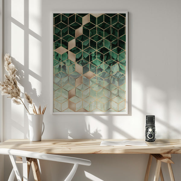 Tablou înramat „Leaves And Cubes” de Elisabeth Fredriksson