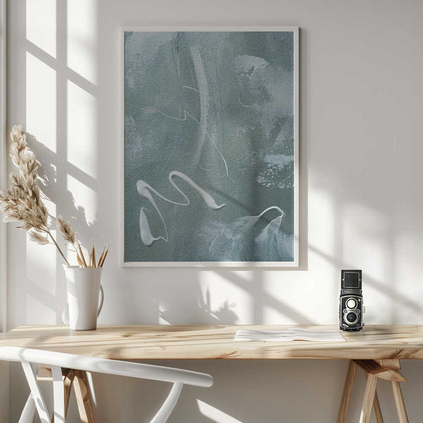 Tablou înramat „Green and White Acrylic” de uplusmestudio