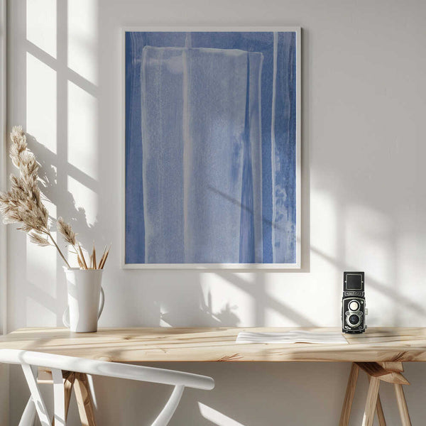 Tablou înramat „Blue With Vertical Brushstrokes” de uplusmestudio