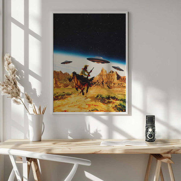 Tablou înramat „UFO Space Chase” de Taudalpoi