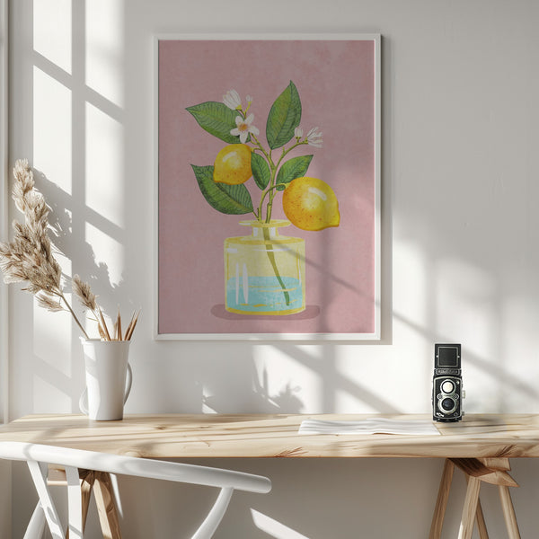Tablou înramat „Lemon Bunch In Vase” de Raissa Oltmanns