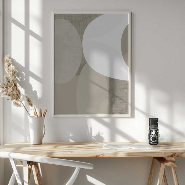 Tablou înramat „Black White Neutral Shapes 1” de cartissi