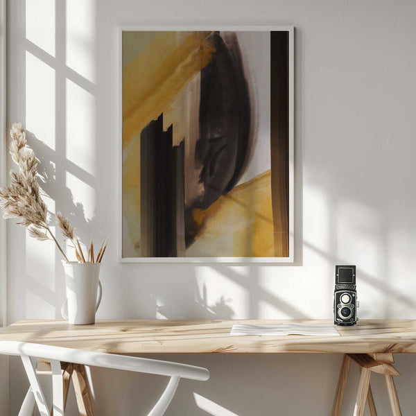 Tablou înramat „Dynamic Brushstrokes In Earthy Tones Of Black” de Little Dean