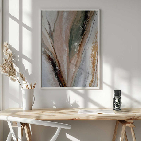 Tablou înramat „Flowing Patterns In Earth Tones And Green Hues” de Alpenglow Workshop