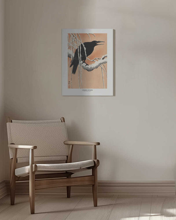 Tablou canvas „Crow On Snowy Branch” de Ohara Koson