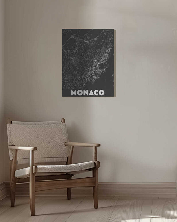 Tablou canvas „Monaco Vintage Travel Map” de Nicholas