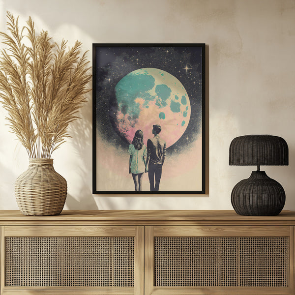 Tablou înramat „Lunar Lovers' Journey” de Treechild
