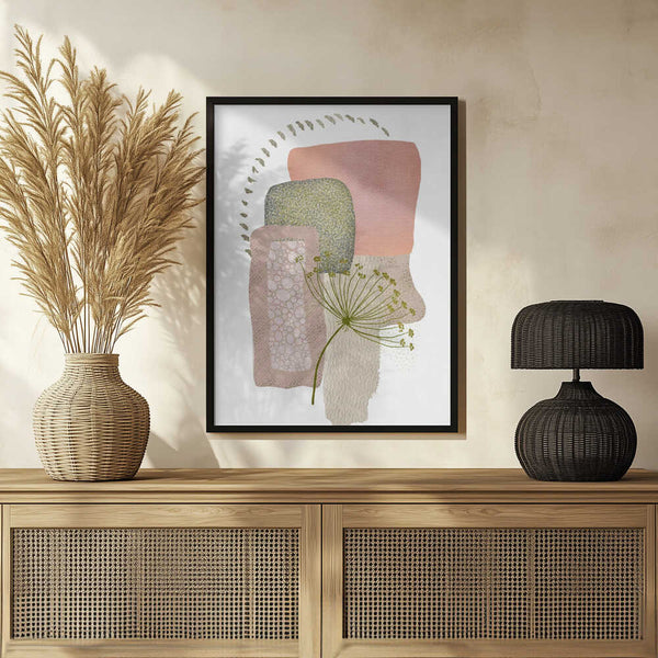 Tablou înramat „Delicate Pink and Green-1” de Sally Ann Moss