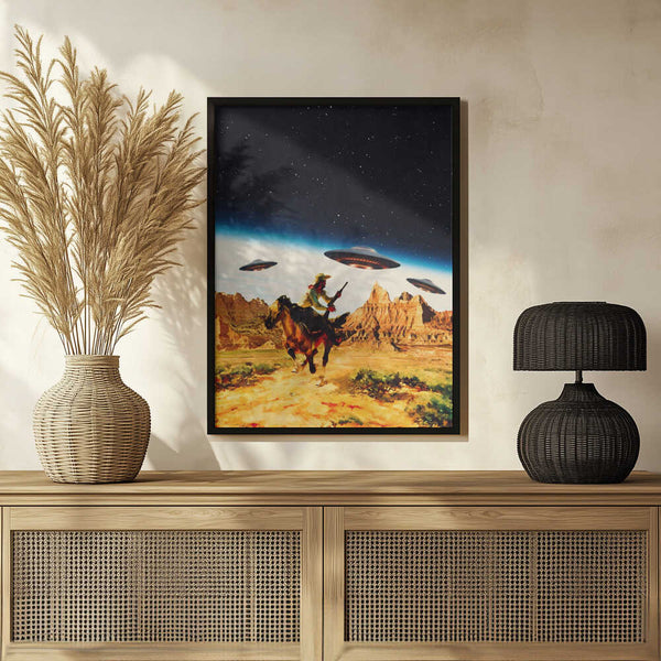 Tablou înramat „UFO Space Chase” de Taudalpoi