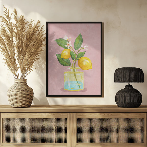 Tablou înramat „Lemon Bunch In Vase” de Raissa Oltmanns