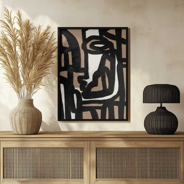 Tablou înramat „Geometric Shapes Against A Tan And White Background” de Little Dean