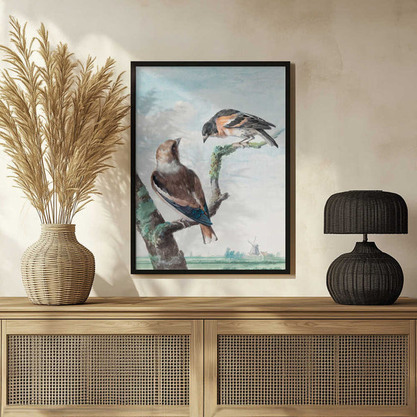 Tablou înramat „Two Birds Hawfinch” de Aert Schouman