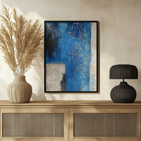 Tablou înramat „Denim Floral 3” de Sally Ann Moss