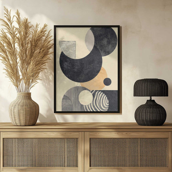 Tablou înramat „Geometric Art with Circles and Patterns” de Melloi Art Prints