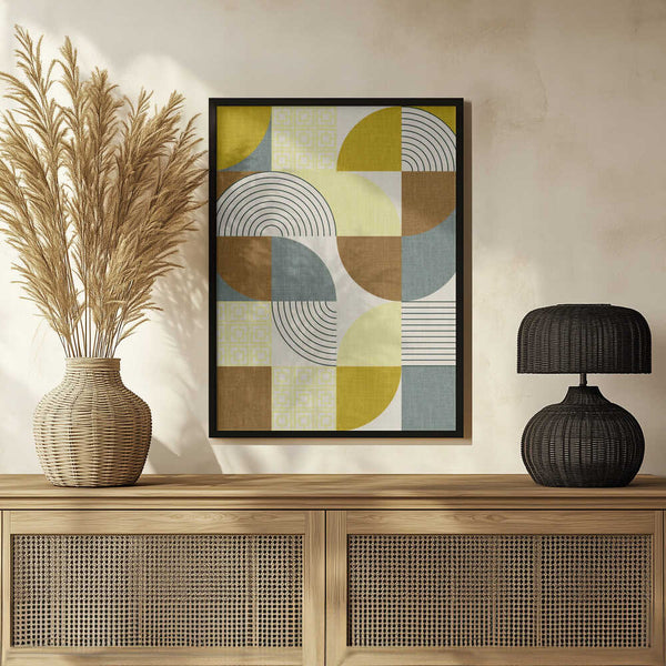 Tablou înramat „Palm Springs Desert Shapes Mustard” de Alexandra Weise