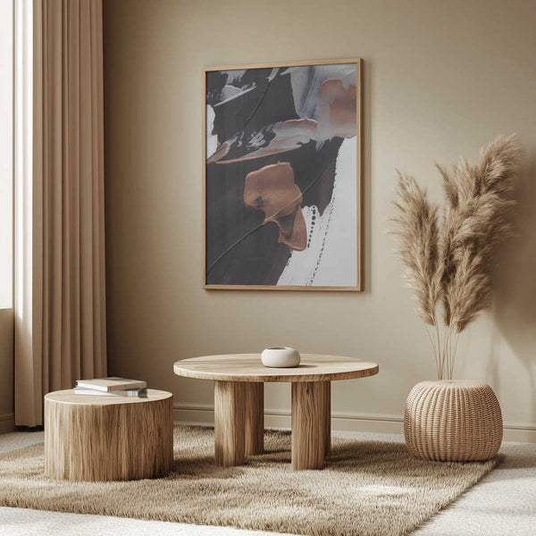 Tablou înramat „Dynamic Brushstrokes in Brown and Copper” de uplusmestudio