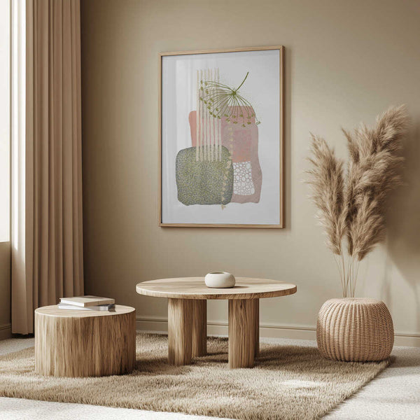 Tablou înramat „Delicate Pink and Green-3” de Sally Ann Moss