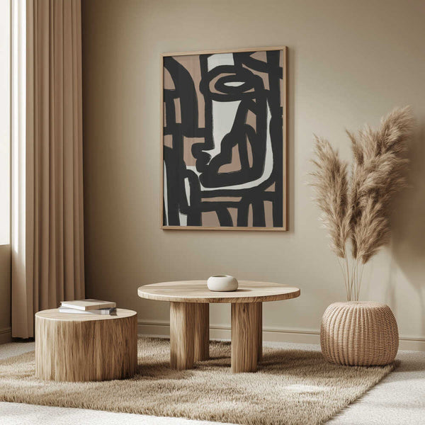 Tablou înramat „Geometric Shapes Against A Tan And White Background” de Little Dean