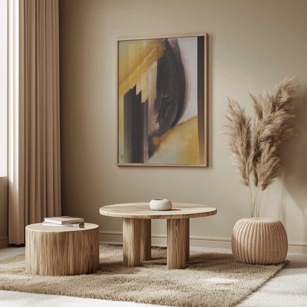 Tablou înramat „Dynamic Brushstrokes In Earthy Tones Of Black” de Little Dean