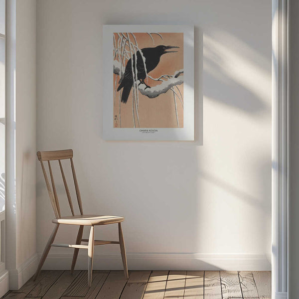 Tablou canvas „Crow On Snowy Branch” de Ohara Koson