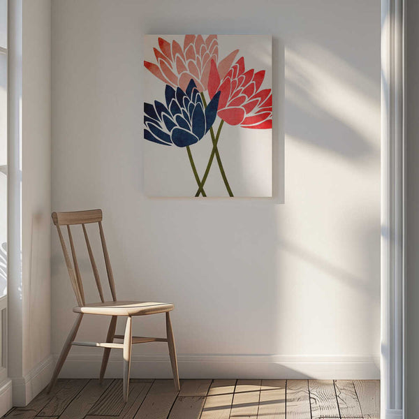 Tablou canvas „Three Dancing Blossoms” de Kubistika