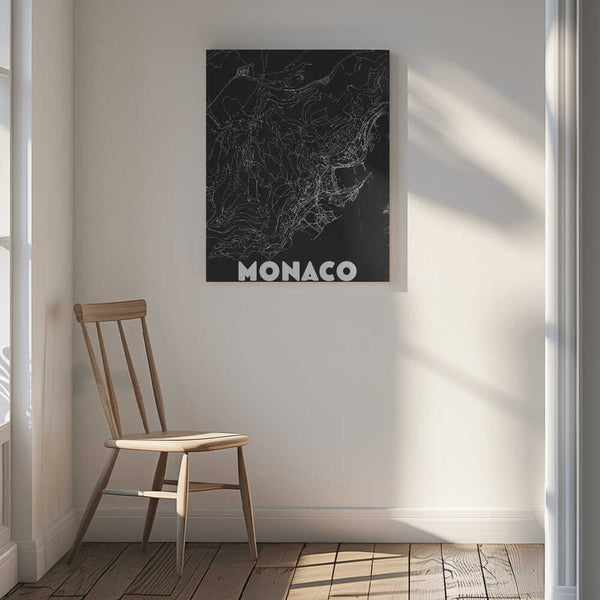 Tablou canvas „Monaco Vintage Travel Map” de Nicholas