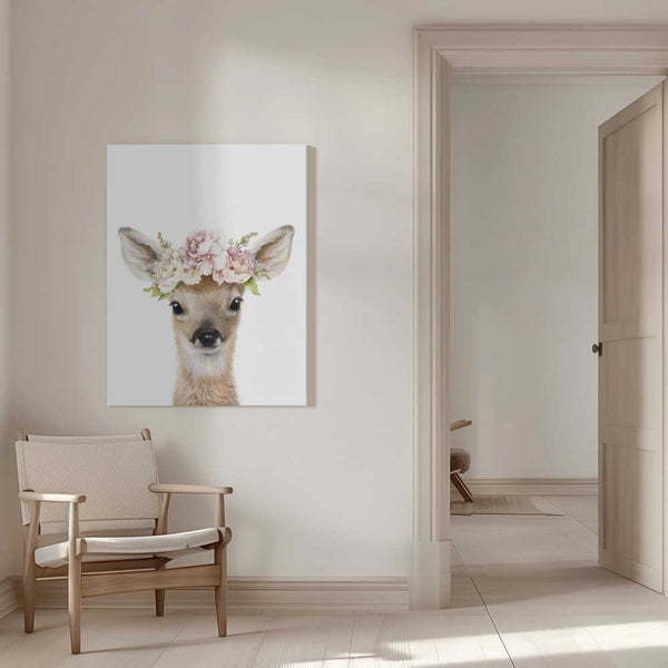 Tablou canvas „Floral Baby Deer” de Lola Peacock