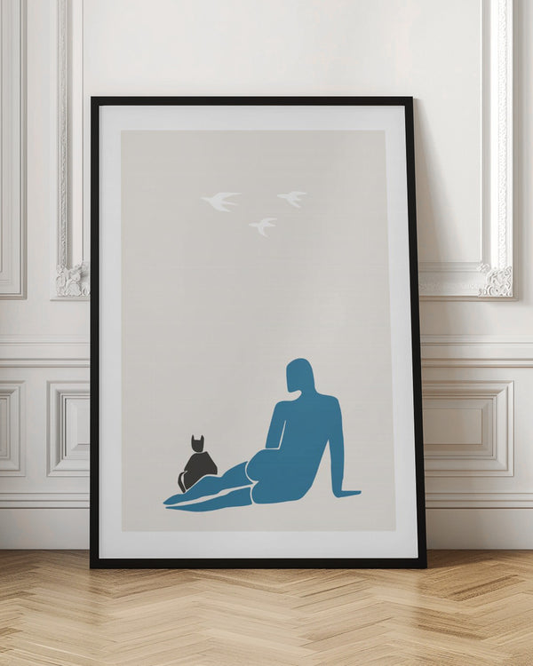 Tablou înramat „Woman and Cat” de Pictufy Studio II