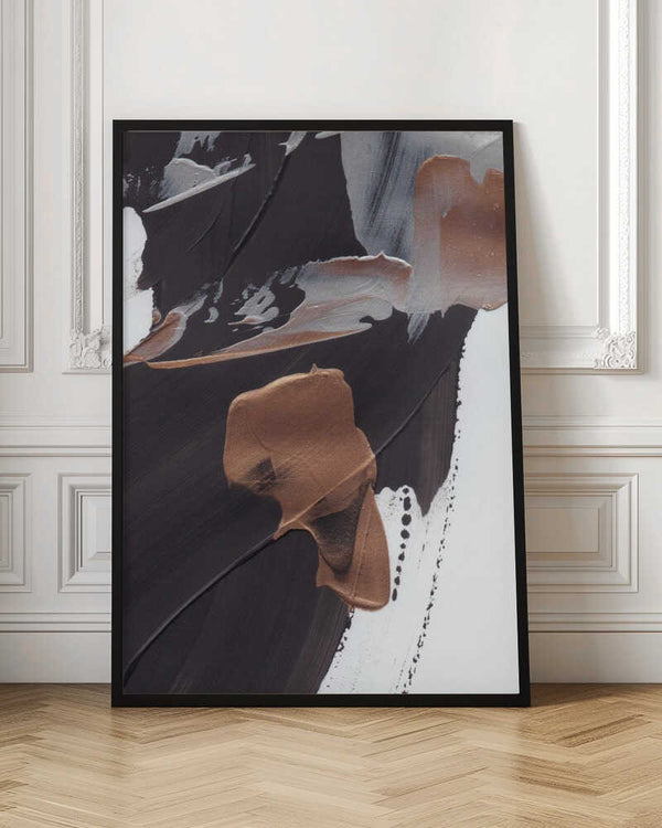 Tablou înramat „Dynamic Brushstrokes in Brown and Copper” de uplusmestudio