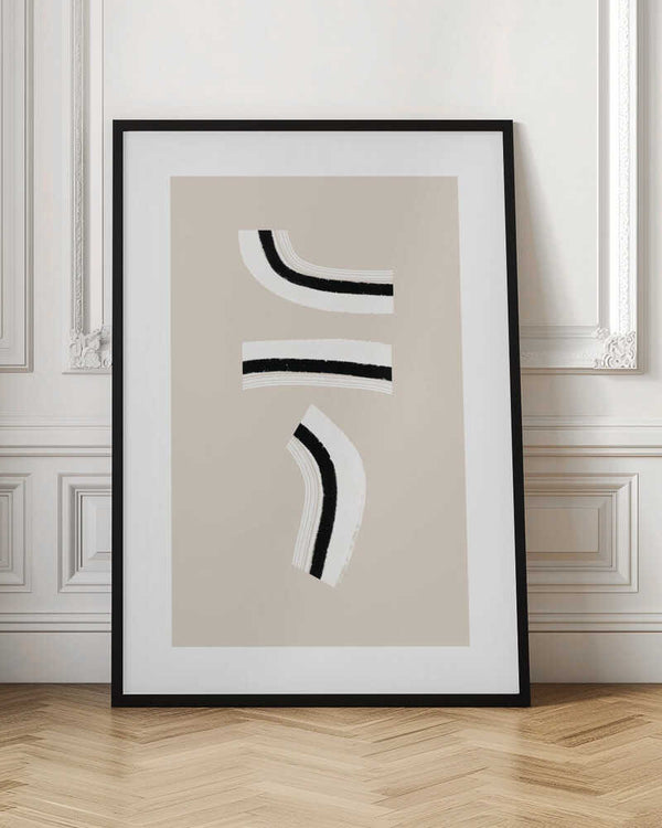 Tablou înramat „Minimalist Black and White Curved Lines” de uplusmestudio