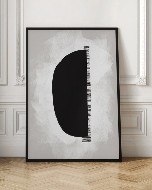 Tablou înramat „Black Shape Against A Textured White Background” de uplusmestudio