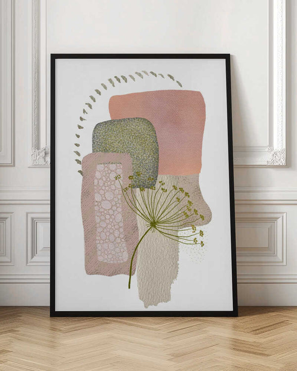 Tablou înramat „Delicate Pink and Green-1” de Sally Ann Moss