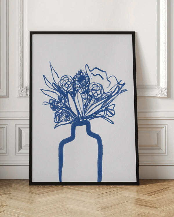 Tablou înramat „Blue Vase Bouquet” de Athene Fritsch
