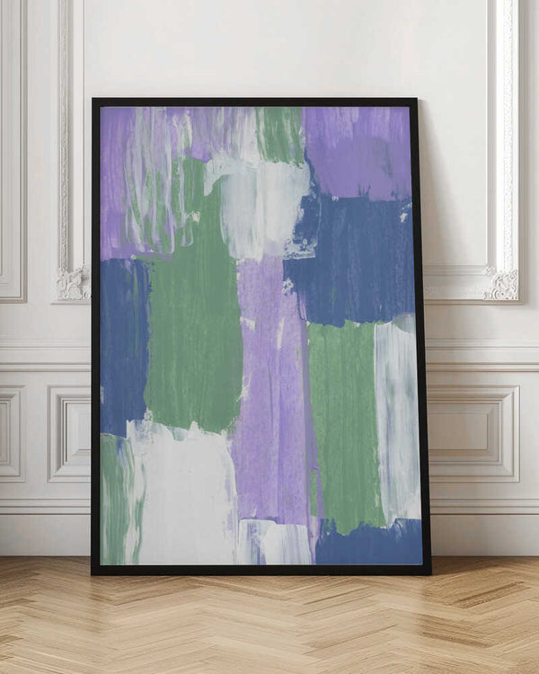 Tablou înramat „Bold Brushstrokes in Lavender Green and Blue Hues” de uplusmestudio