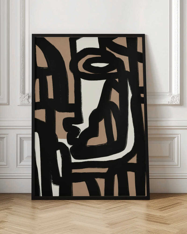 Tablou înramat „Geometric Shapes Against A Tan And White Background” de Little Dean