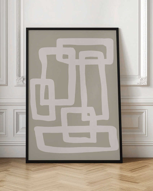 Tablou înramat „Sage Green Abstract Shapes” de Natasha Playell