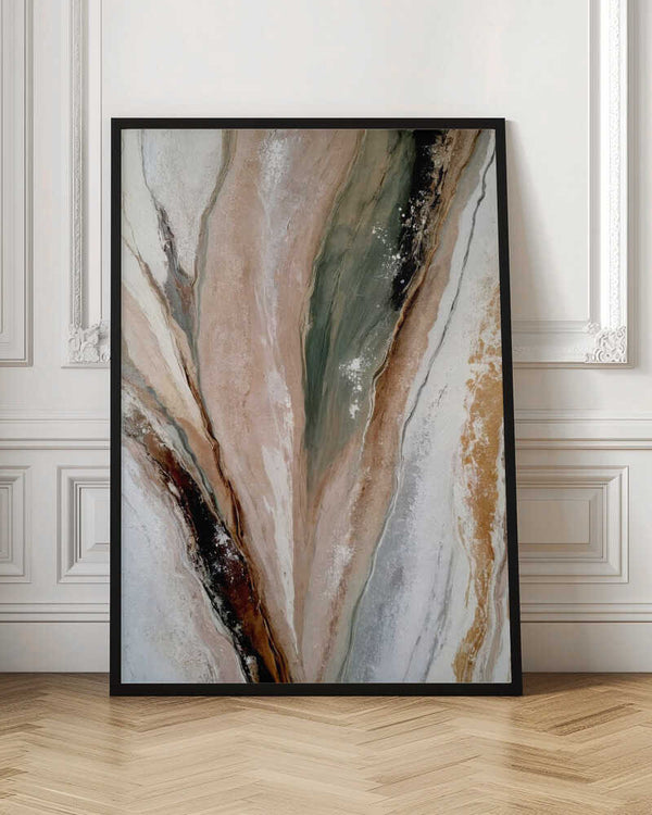 Tablou înramat „Flowing Patterns In Earth Tones And Green Hues” de Alpenglow Workshop