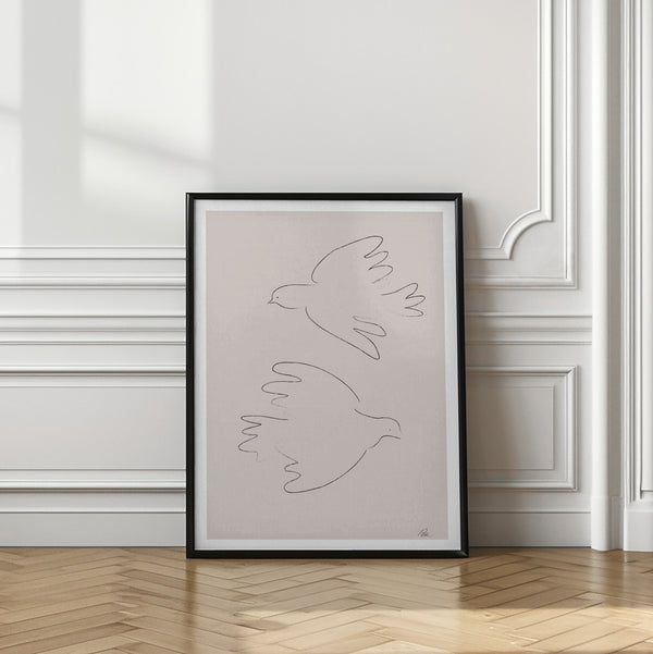 Tablou înramat „Two Doves” de Pictufy Studio II