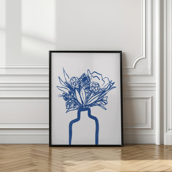 Tablou înramat „Blue Vase Bouquet” de Athene Fritsch