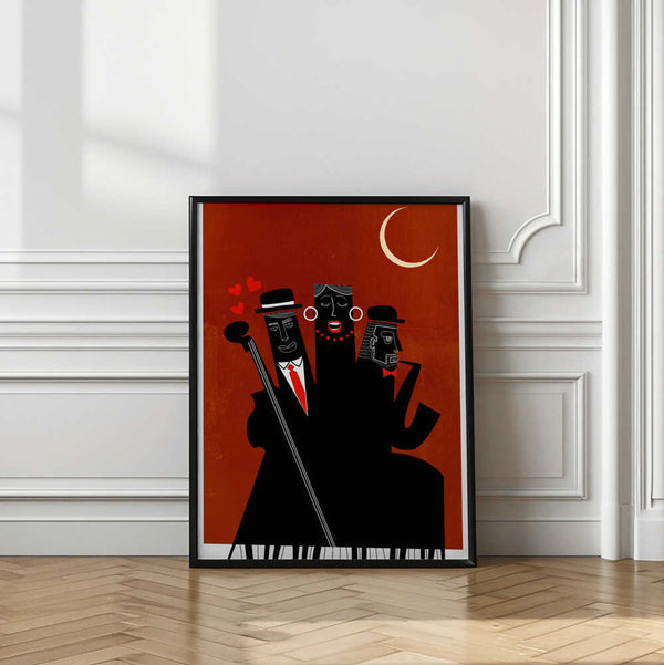 Tablou înramat „Singing Around the Christmas Tree” de Kubistika