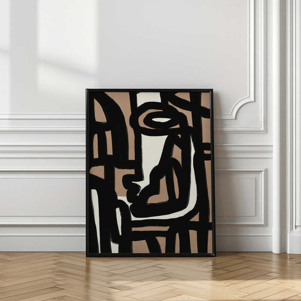 Tablou înramat „Geometric Shapes Against A Tan And White Background” de Little Dean