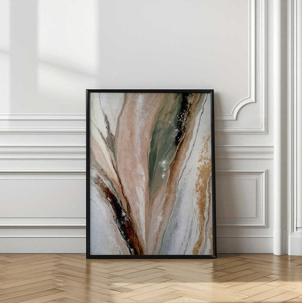 Tablou înramat „Flowing Patterns In Earth Tones And Green Hues” de Alpenglow Workshop