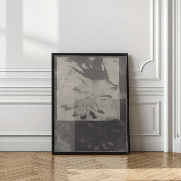 Tablou înramat „Whispering Leaves – Abstract Pattern in Taupe and White” de Dina Dankers